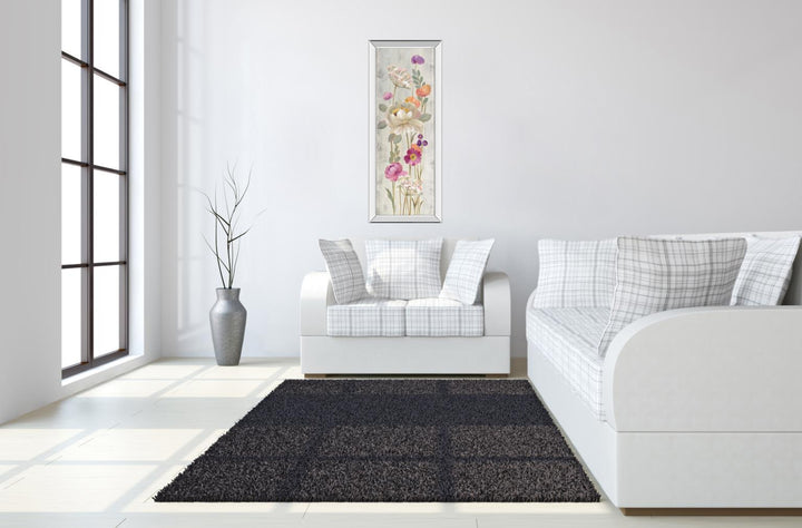 Retro Floral II By Silvia Vassileva - Mirrored Frame Wall Art - Light Gray