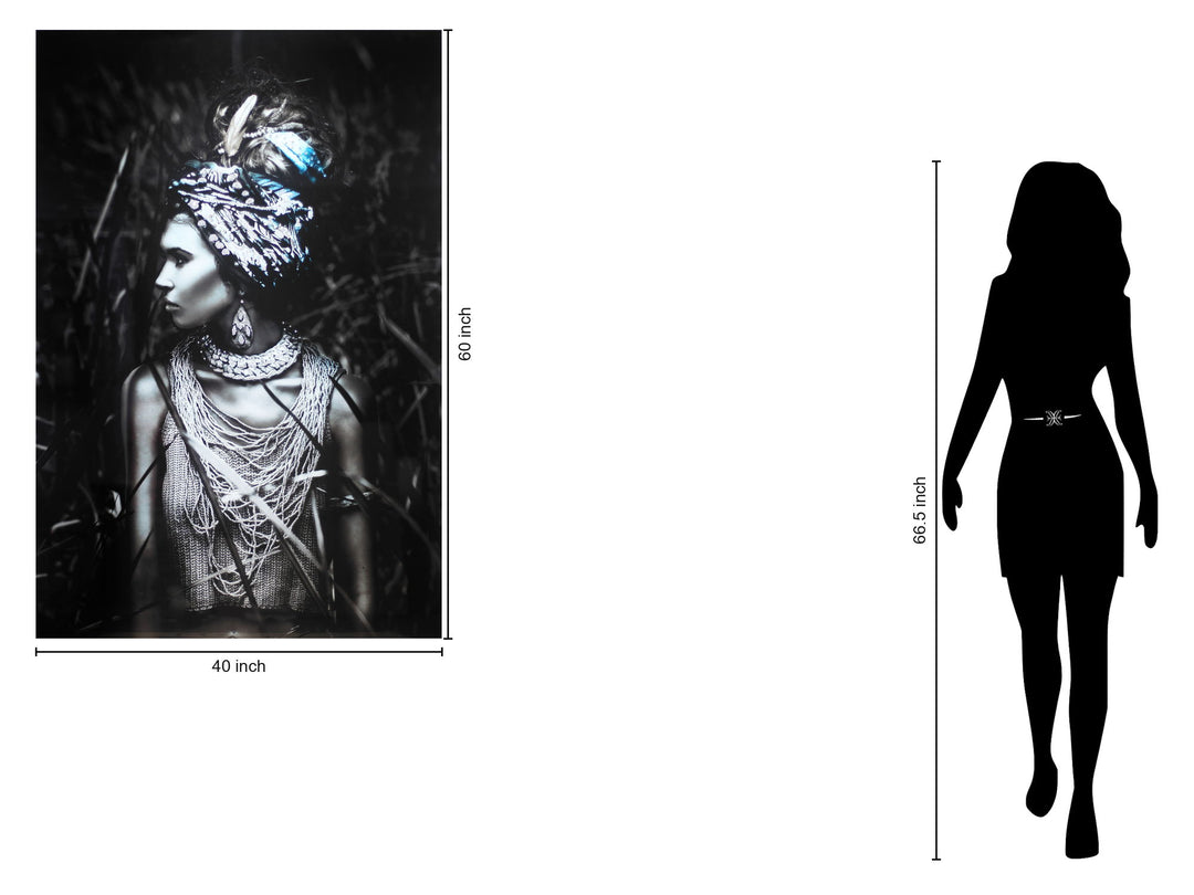 Temp Glass With Foil &amp; Rhinestones - Woman Native - Dark Gray