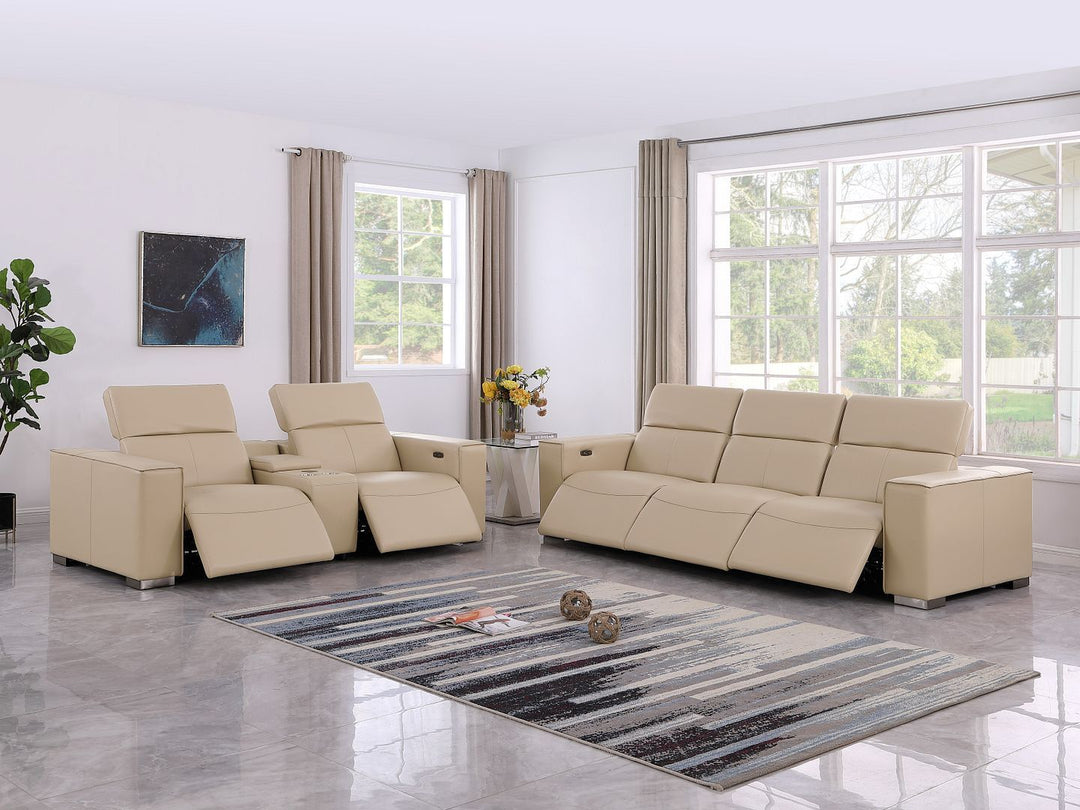 1208 - Leather Reclining Set (Sofa &amp; Loveseat With 5 Power Recliners)