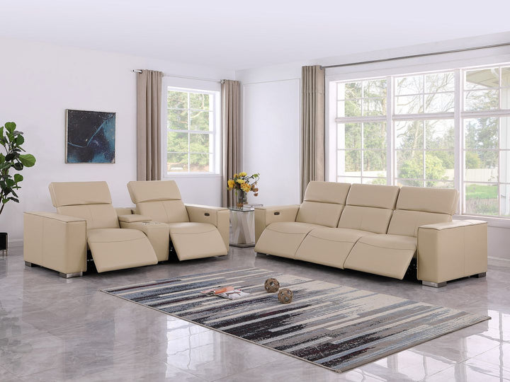 1208 - Leather Reclining Set (Sofa &amp; Loveseat With 5 Power Recliners)