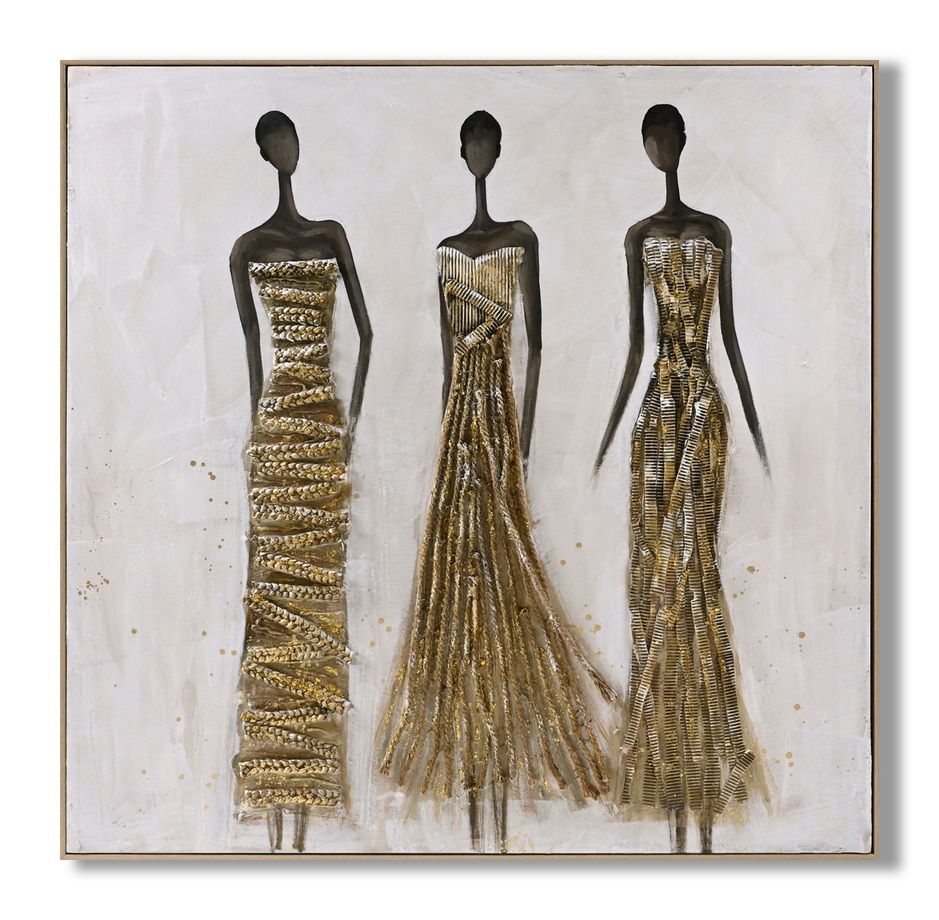 Golden Silhouette Trio - 40" x 40" Framed Wall Art