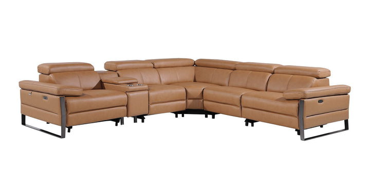 1246 - 6-Piece L-Shaped Modular Power Reclining Sectional With 3 Power Recliners And Power Headrests