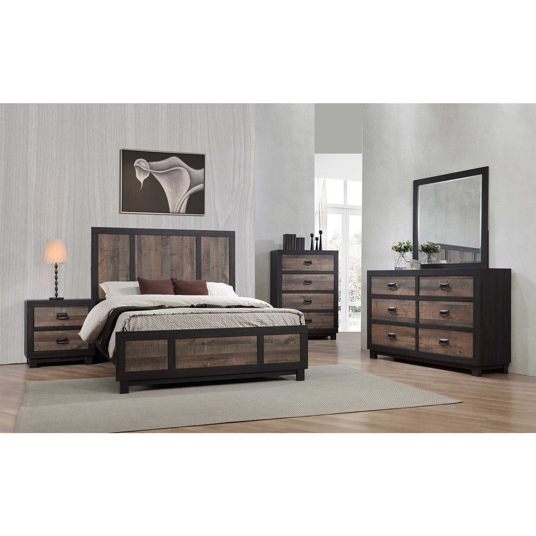 Harlington - 6-Drawer Dresser With Mirror Set - Dark Chocolate