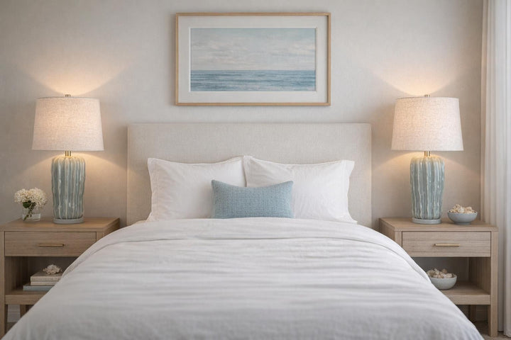 Wave Crest Ceramic &amp; Frosted Crystal Table Lamp (Set of 2) - Glacier Blue / Frosted Crystal