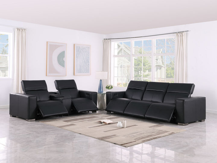 1208 - Leather Reclining Set (Sofa &amp; Loveseat With 5 Power Recliners)