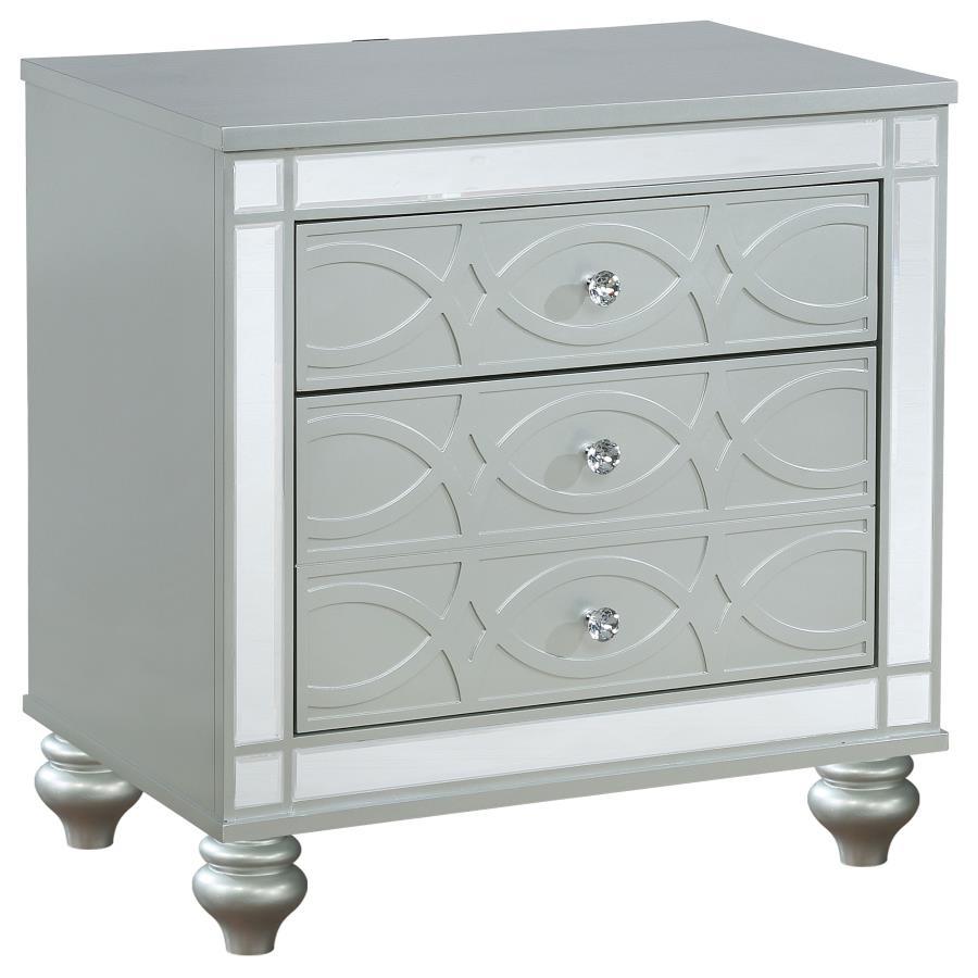 Gunnison - 2-Drawer Nightstand - Silver Metallic