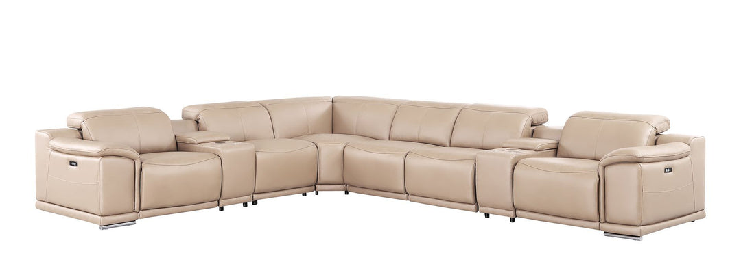2679 - 8-Piece L-Shaped Power Reclining Sectional In Genuine Leather (4 Recliners)
