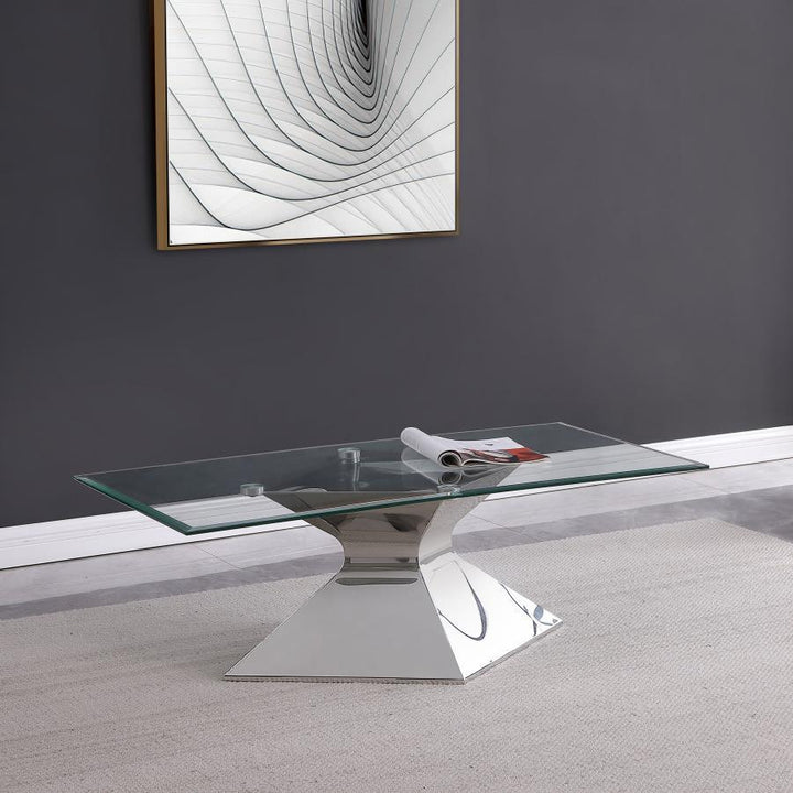 Jenny - Glass Top Stainless Steel Table