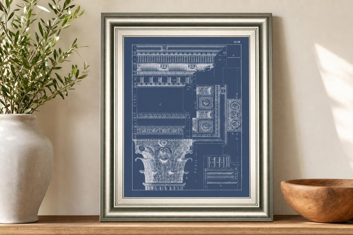 22x26 Column &amp; Cornice Blueprint III By Vision Studio - Blue