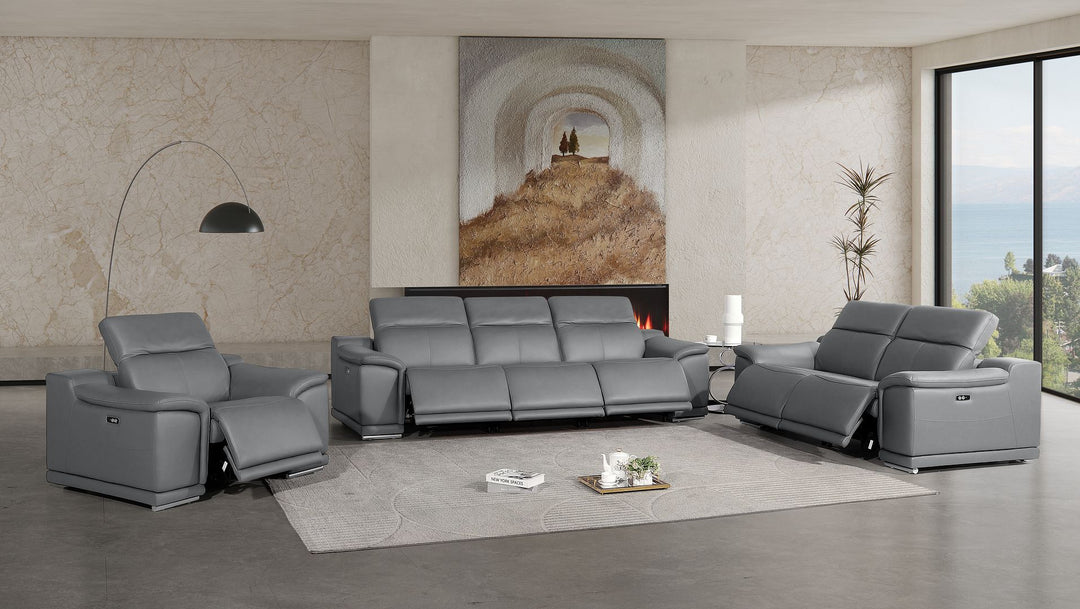 2679 - Power Reclining Sofa, Loveseat &amp; Chair Set In Genuine Leather (6 Recliners)