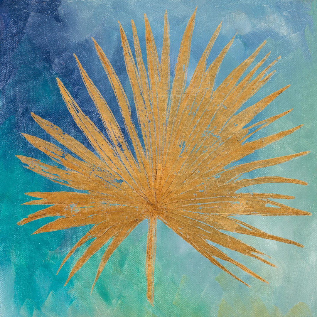 Teal Gold Leaf Palm I By Patricia Pinto - Gold