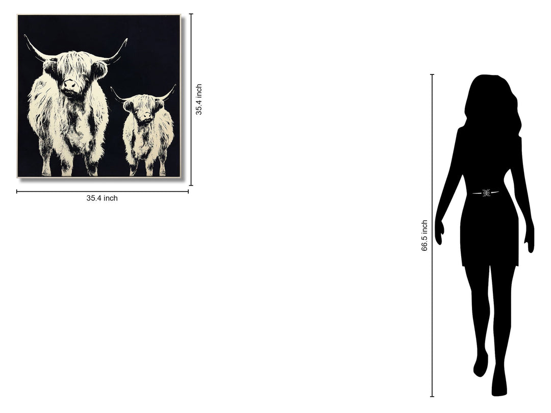 Nocturne Highland Silhouettes - 35" x 35" Framed Wall Art