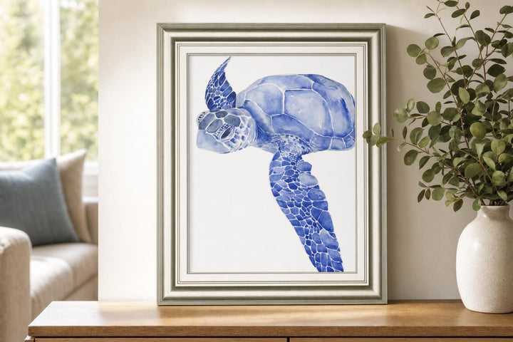 22x26 Ultramarine Sea Turtle I By Jennifer Paxton Parker - Blue