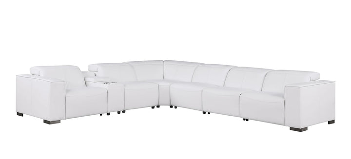 1208 - 7 Piece L-Shaped Leather Reclining Sectional With 3 Power Recliners