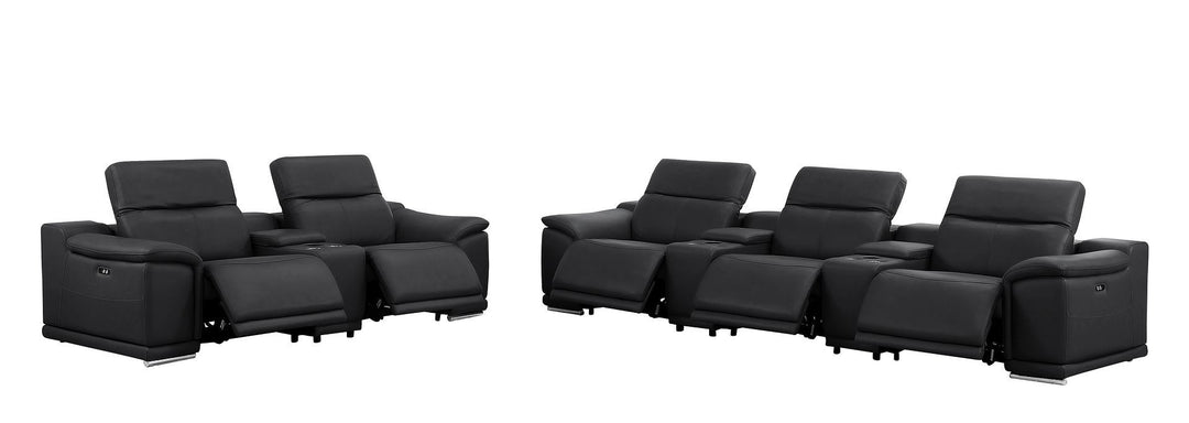 2679 - Power Reclining Sofa And Loveseat In Genuine Leather (5 Recliners With Power Headrests &amp; 3 Consoles)