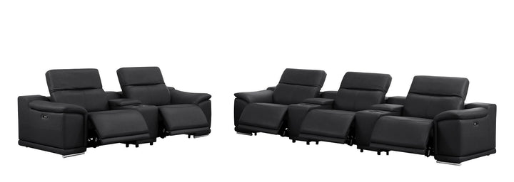 2679 - Power Reclining Sofa And Loveseat In Genuine Leather (5 Recliners With Power Headrests &amp; 3 Consoles)