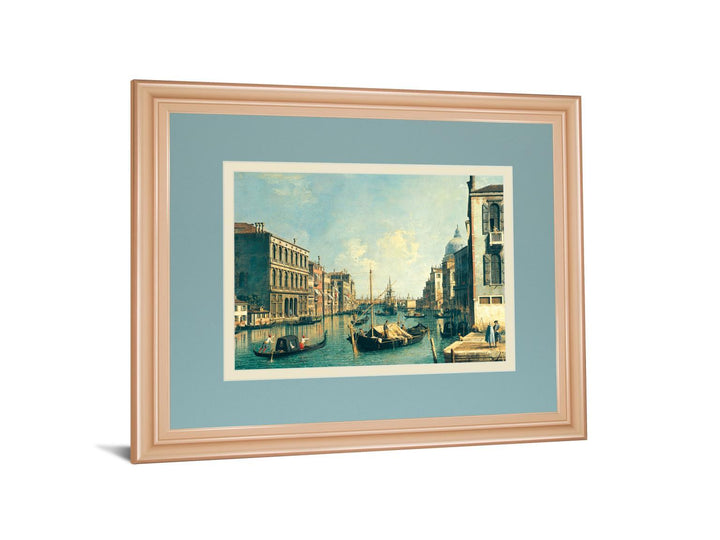 The Grand Canal, Venice The Rialto Bridge By Antonia Canaletto - Framed Print Wall Art - Blue