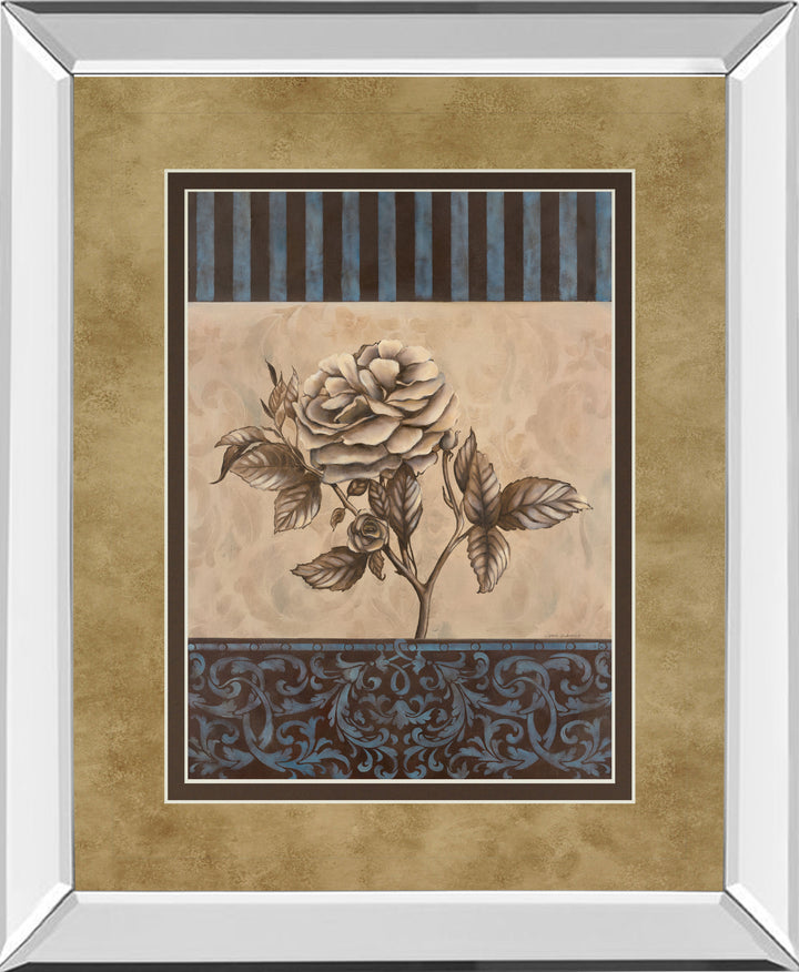 Rose Refined Il By Carol Robinson - Mirror Framed Print Wall Art - Blue