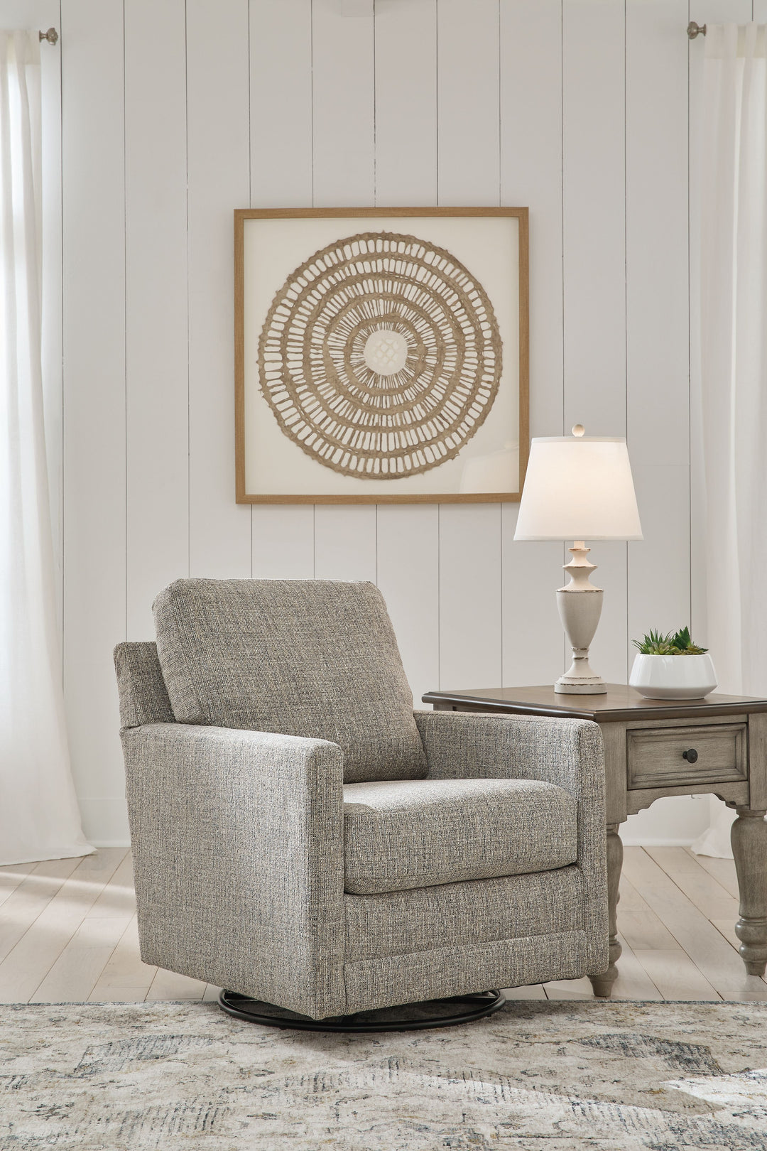 Bralynn - Linen - Swivel Glider Accent Chair