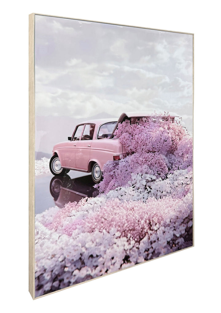 Blush Getaway Gloss Canvas In Frame - Pink / White