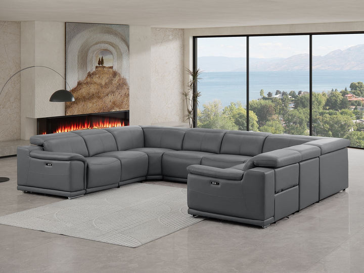 2679 - 8-Piece U-Shaped Power Reclining Sectional In Genuine Leather (4 Recliners)