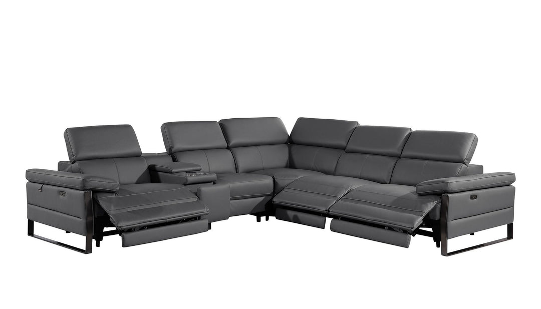 1246 - 6-Piece L-Shaped Modular Power Reclining Sectional With 3 Power Recliners And Power Headrests