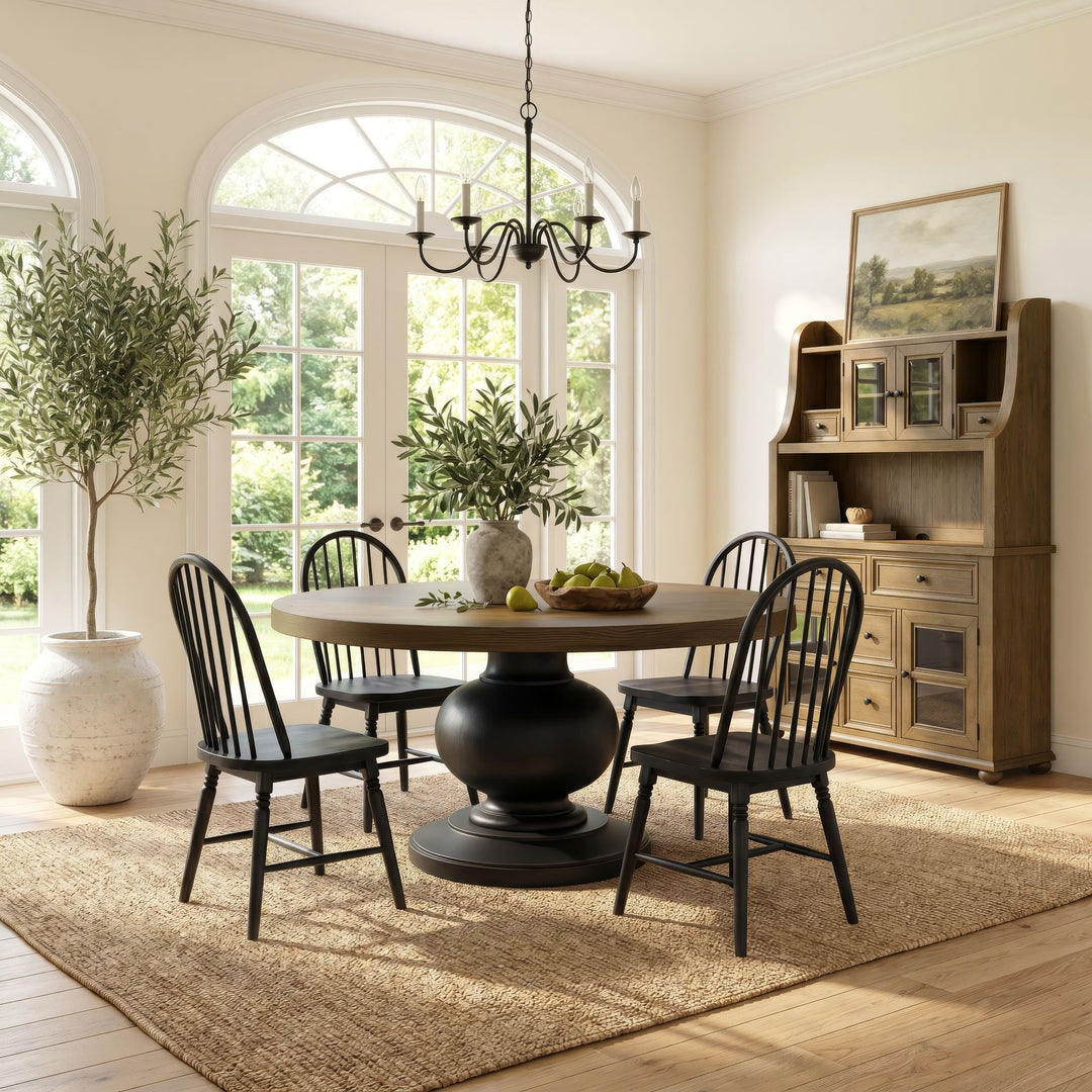 Heritage &amp; Home - Round Dining Table - Oak Brown And Black