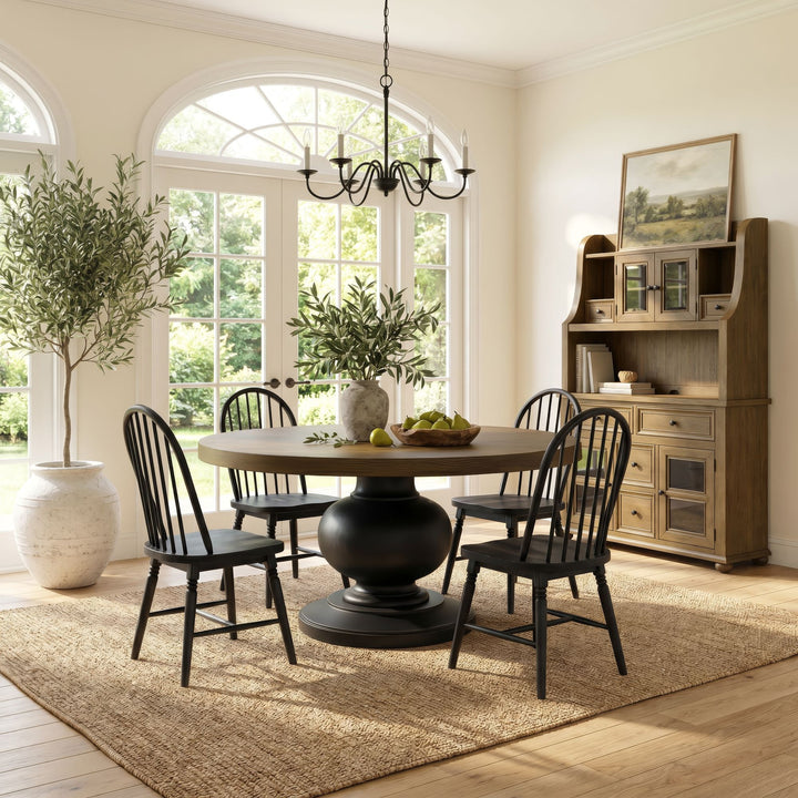 Heritage &amp; Home - Round Dining Table - Oak Brown And Black