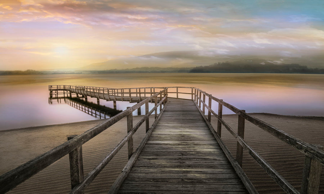 Framed - Morning On The Lake By Mike Calascibetta - Blue