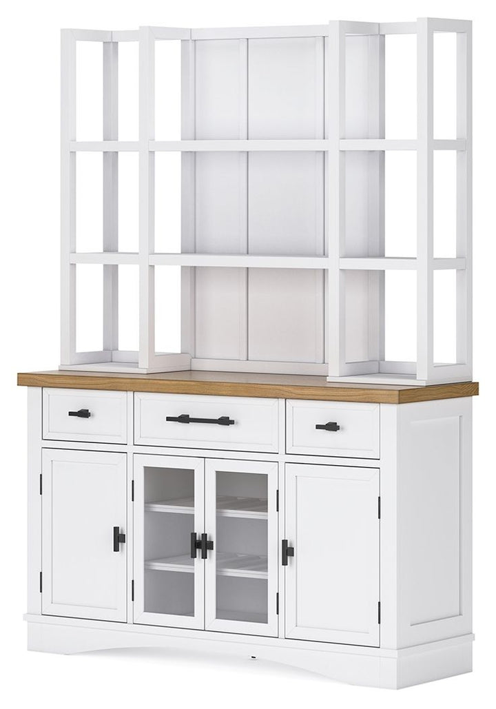 Ashbryn - White / Natural - Dining Server And Hutch