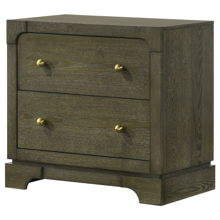 Gran Park - 2-Drawer Nightstand Bedside Table - Dark Cocoa