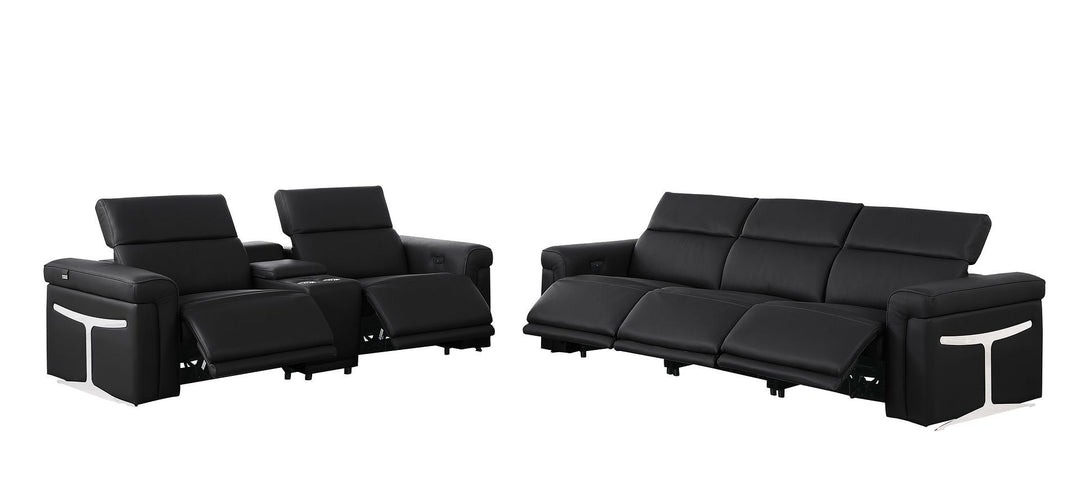 1126 - 6-Piece Modular Power Reclining Sofa And Console Loveseat Set In With 5 Power Recliners &amp; Power Headrests