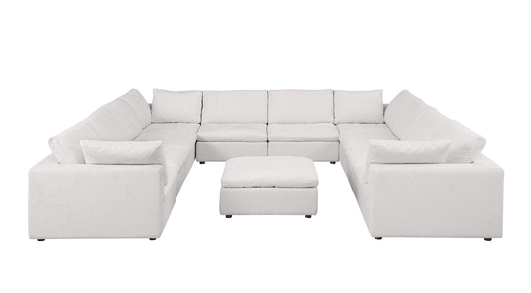 1100 - 11-Piece U-Shaped Sectional In Italian Fabric - Pearl