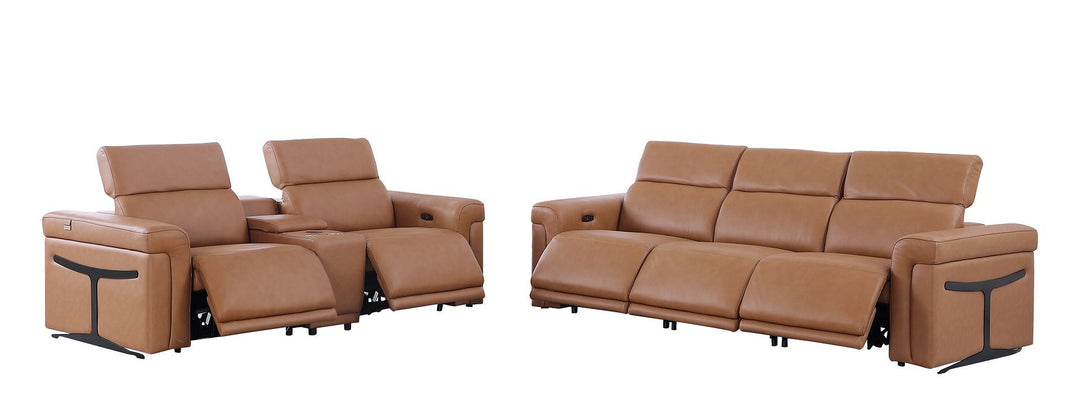 1126 - 6-Piece Modular Power Reclining Sofa And Console Loveseat Set In With 5 Power Recliners &amp; Power Headrests