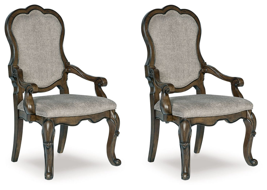 Maylee - Dining Upholstered Arm Chair (Set of 2) - Dark Brown