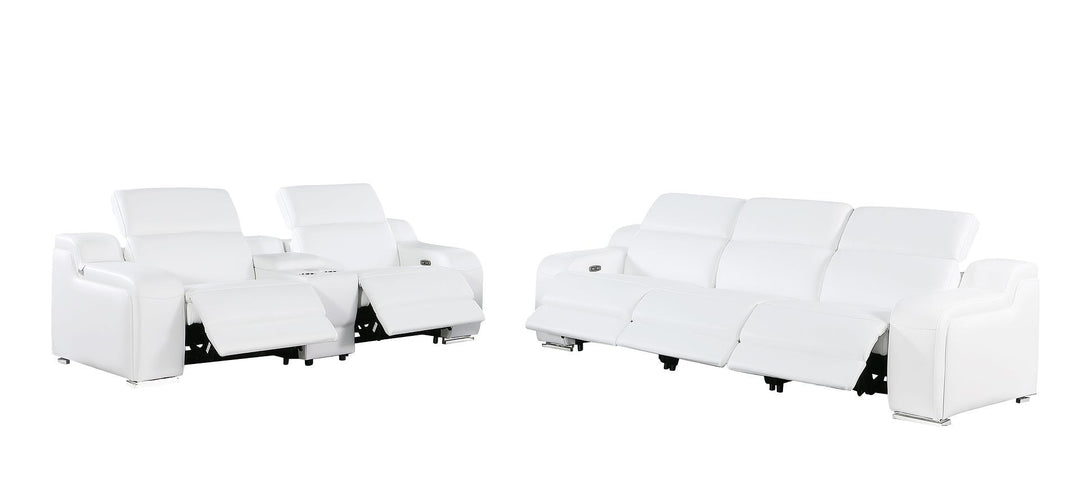 1116 - 6-Piece Modular Power Reclining Sofa And Console Loveseat Set In With 5 Power Recliners &amp; Power Headrests