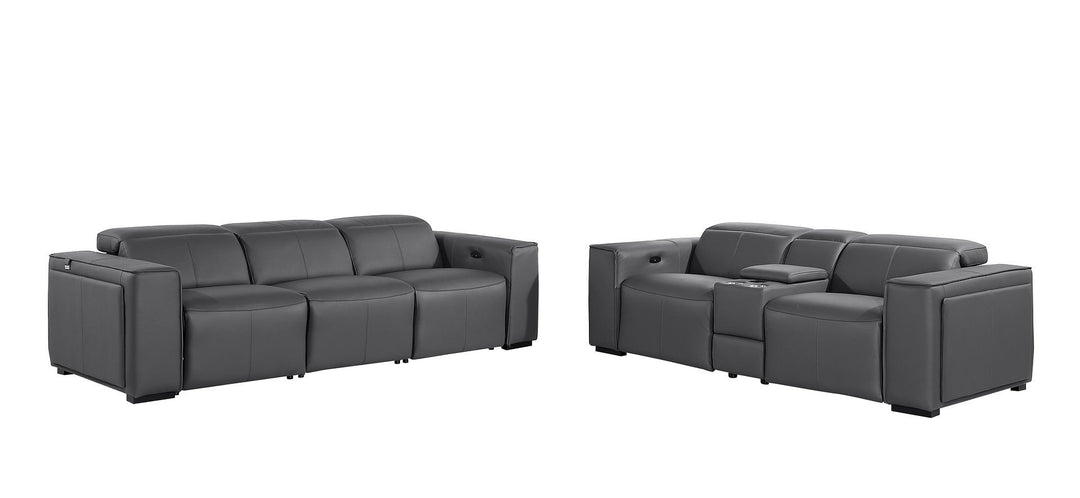 1224 - 6-Piece Modular Power Reclining Sofa And Console Loveseat Set In With 5 Power Recliners &amp; Power Headrests