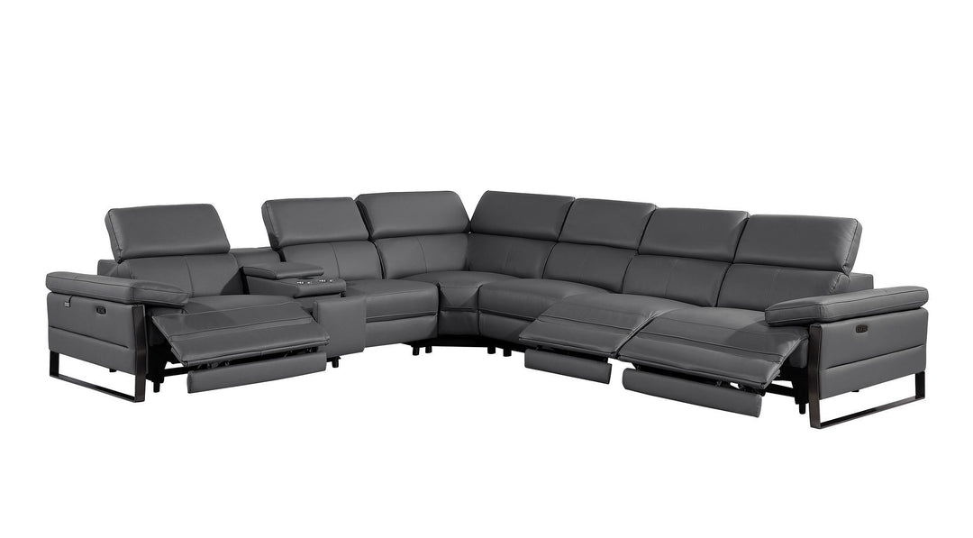 1246 - 7-Piece L-Shaped Modular Power Reclining Sectional With 3 Power Recliners And Power Headrests