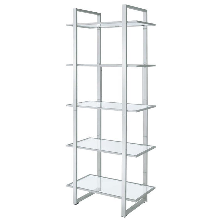 Hartford - 5-Shelf Glass Bookshelf - Chrome