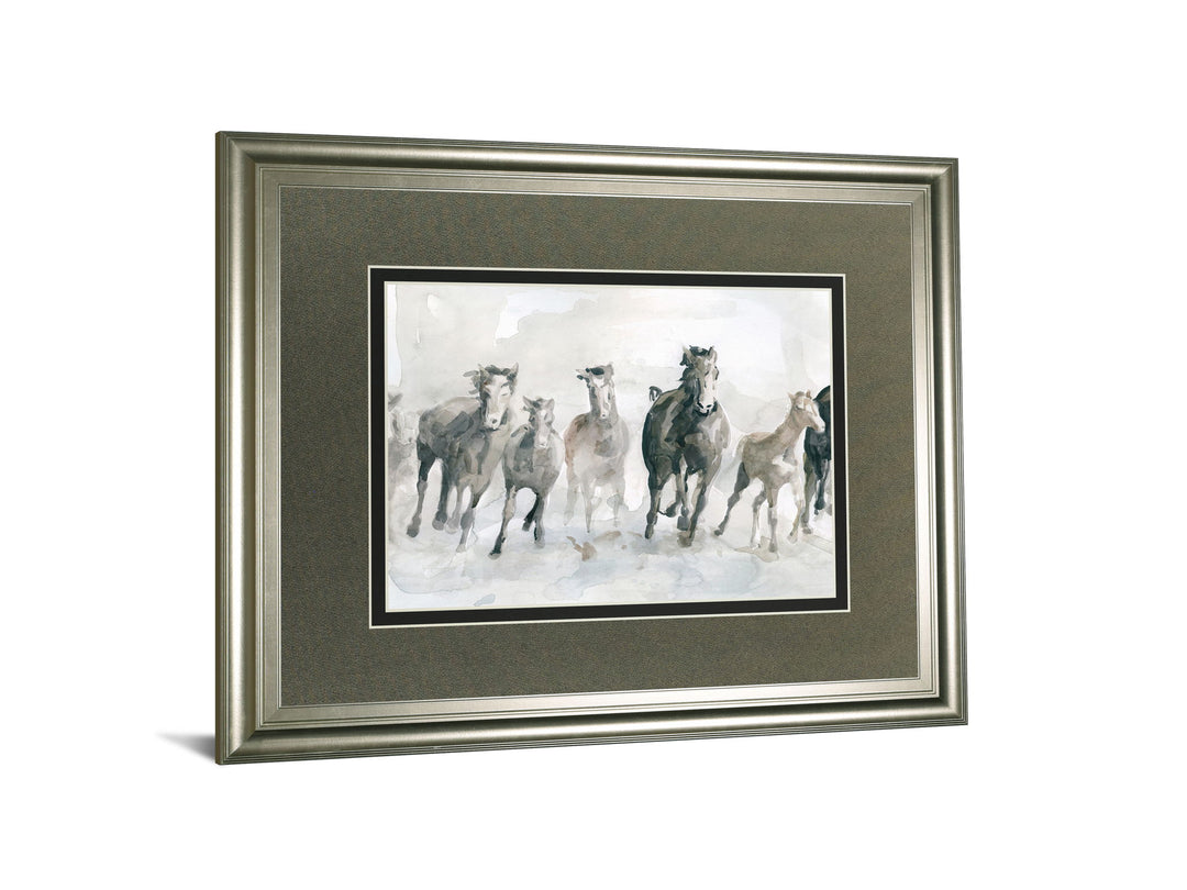Running Wild By Carol Robinson - Framed Watercolor Print Wall Art - Dark Gray