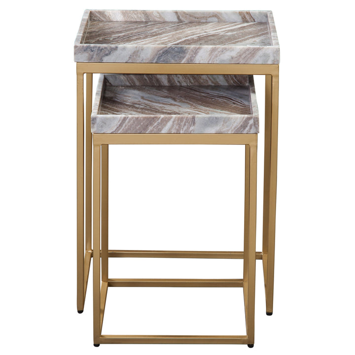 Chantel - Marble Top Nesting Tables - Brown / Gold