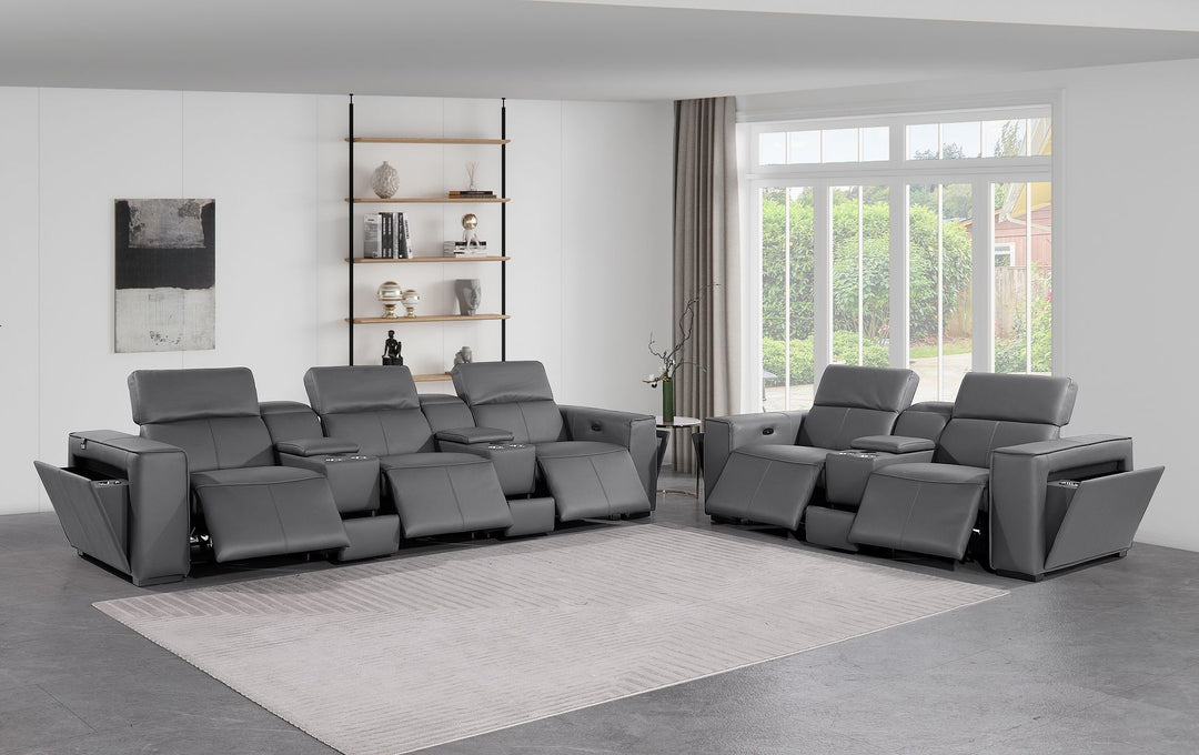 1224 - 8-Piece Modular Power Reclining Sofa &amp; Loveseat Set In With 5 Power Recliners &amp; Power Headrests