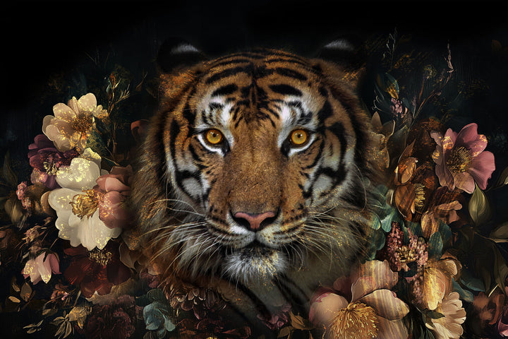 Floral Gaze - 40" x 60" Framed Wall Art - Brown