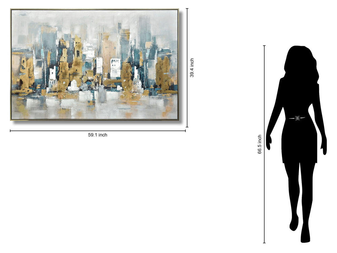 Urban Gold Reflection - 39" x 59" Framed Wall Art