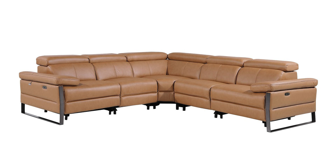 1246 - 5-Piece L-Shaped Modular Power Reclining Sectional With Power Headrests