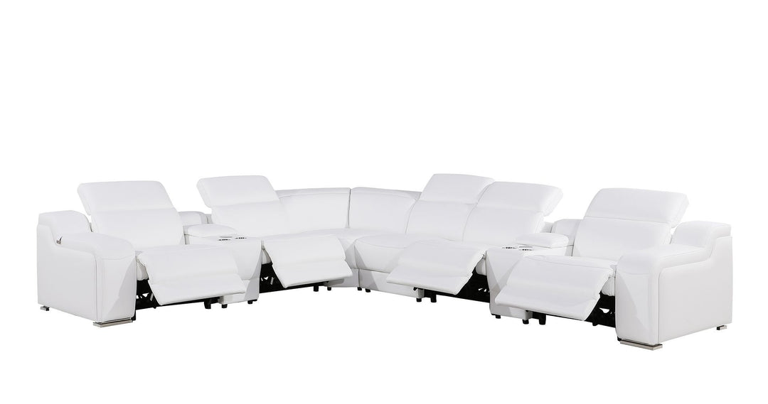 1116 - 8-Piece L-Shaped Sectional Sofa In With 4 Power Recliners &amp; Power Headrests