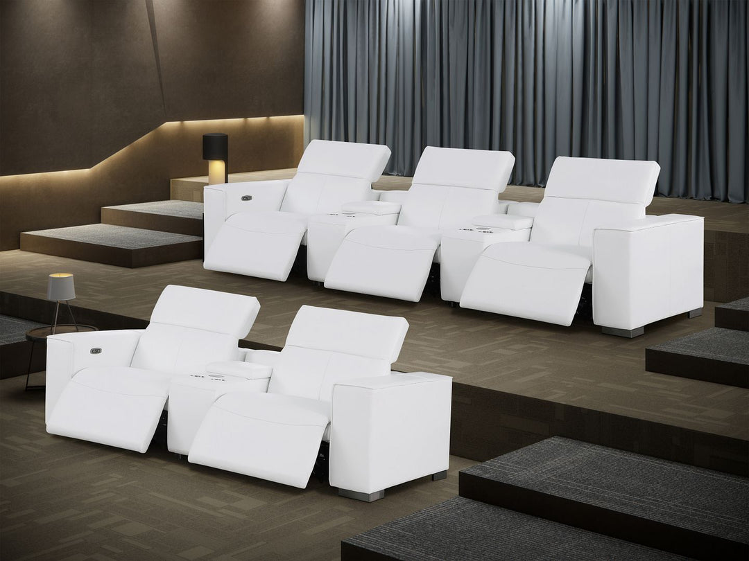 1208 - Modular Leather Sofa Loveseat With 6 Recliners And Power Headrests