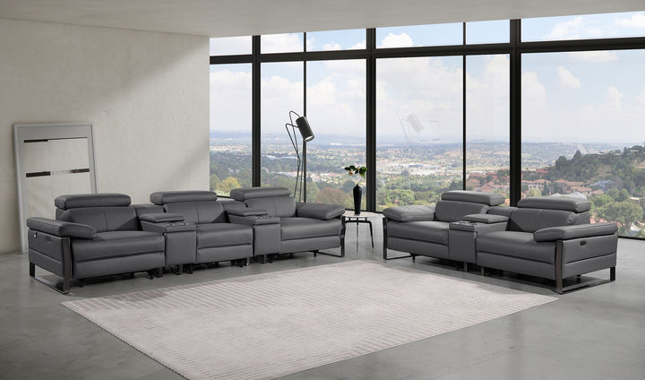 1246 - Modular Power Reclining Dual Console Sofa And Console Loveseat Set With Power Headrests