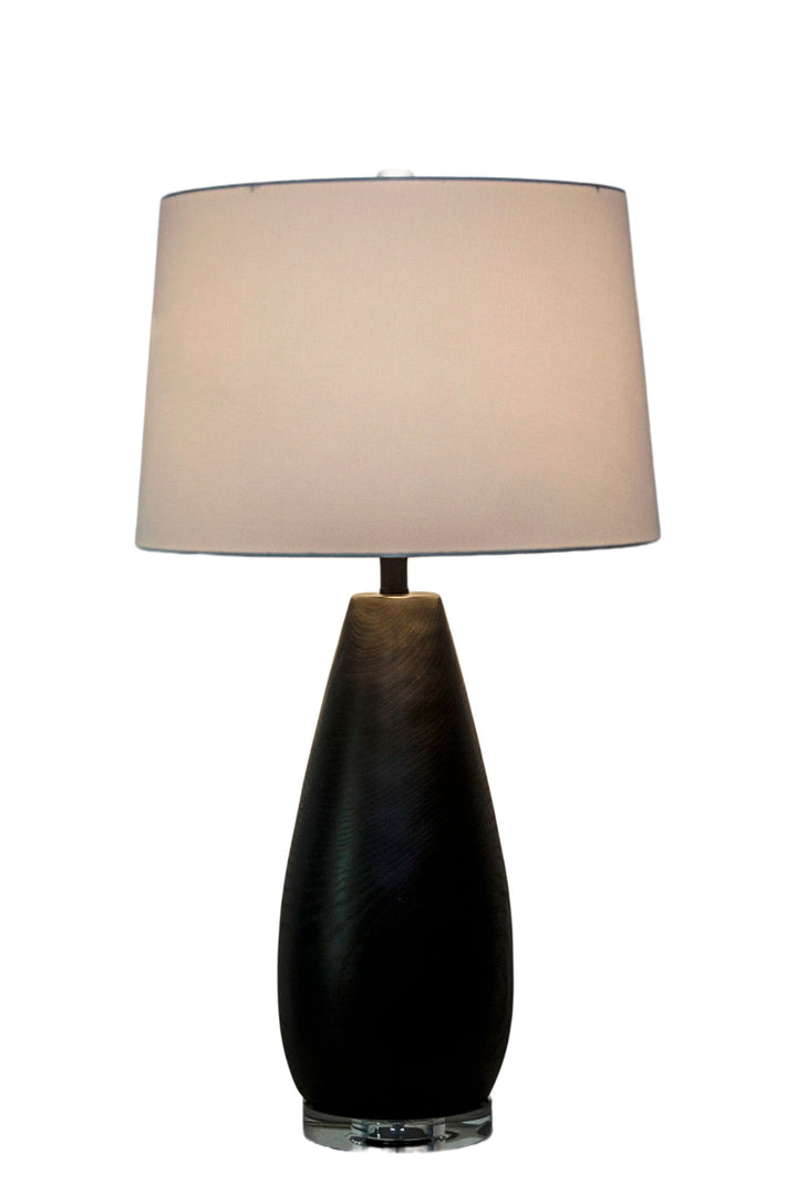 Obsidian Drift Concrete &amp; Crystal Table Lamp (Set of 2) - Black Grain Concrete / Clear Crystal