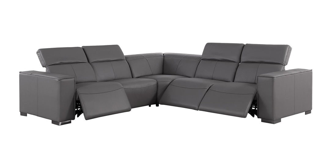 1208 - Leather Reclining Set (Sofa &amp; Loveseat With Four Power Recliners)